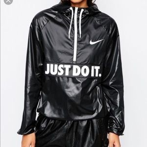 Nike Black Hooded Logo Windbreaker